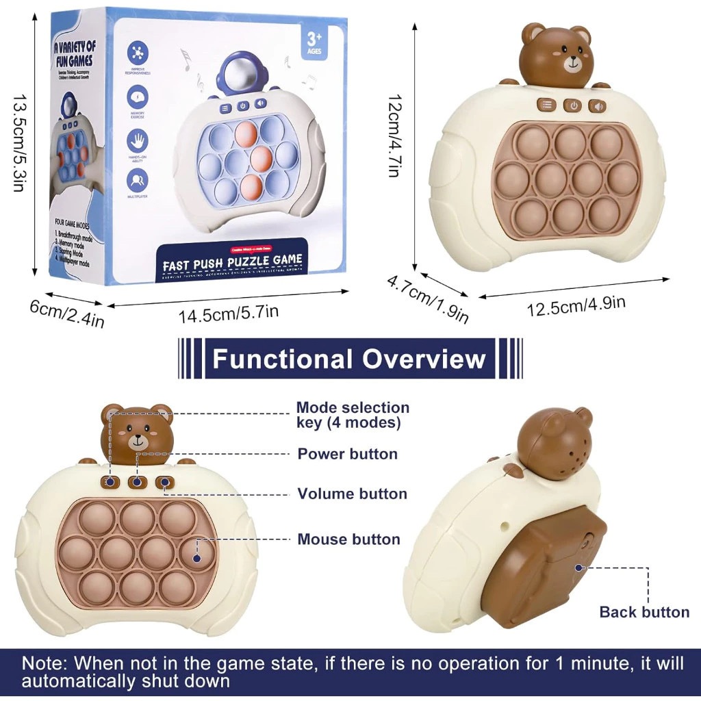 KIT 2 Jogo Quick Push POP IT Giro Jogo Brinquedo Anti Stress Ansiedade Favor de Festa + Bateria