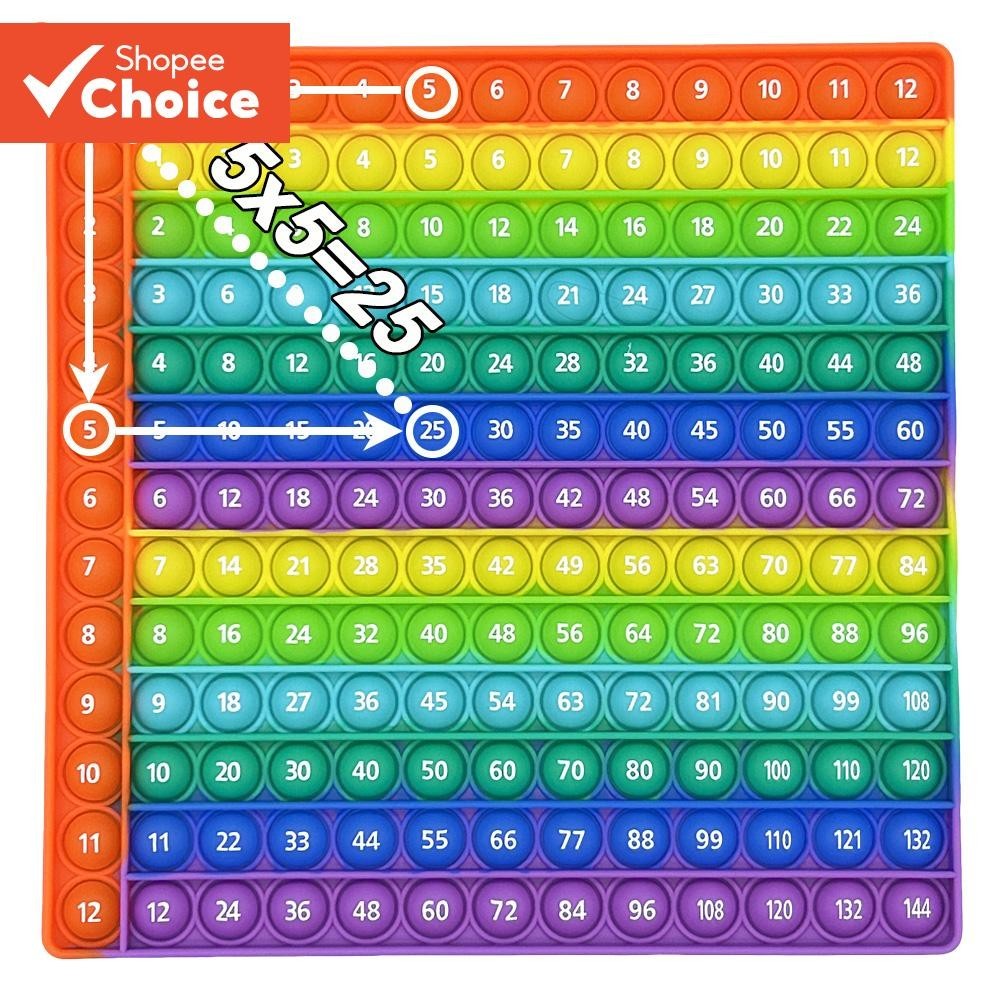 7.9 Pol . (20 Cm) 12x12 Multiplicação Pr actice Quick Push Pop Games , Sil icone Math Toys Papelaria Manipulativa Materi