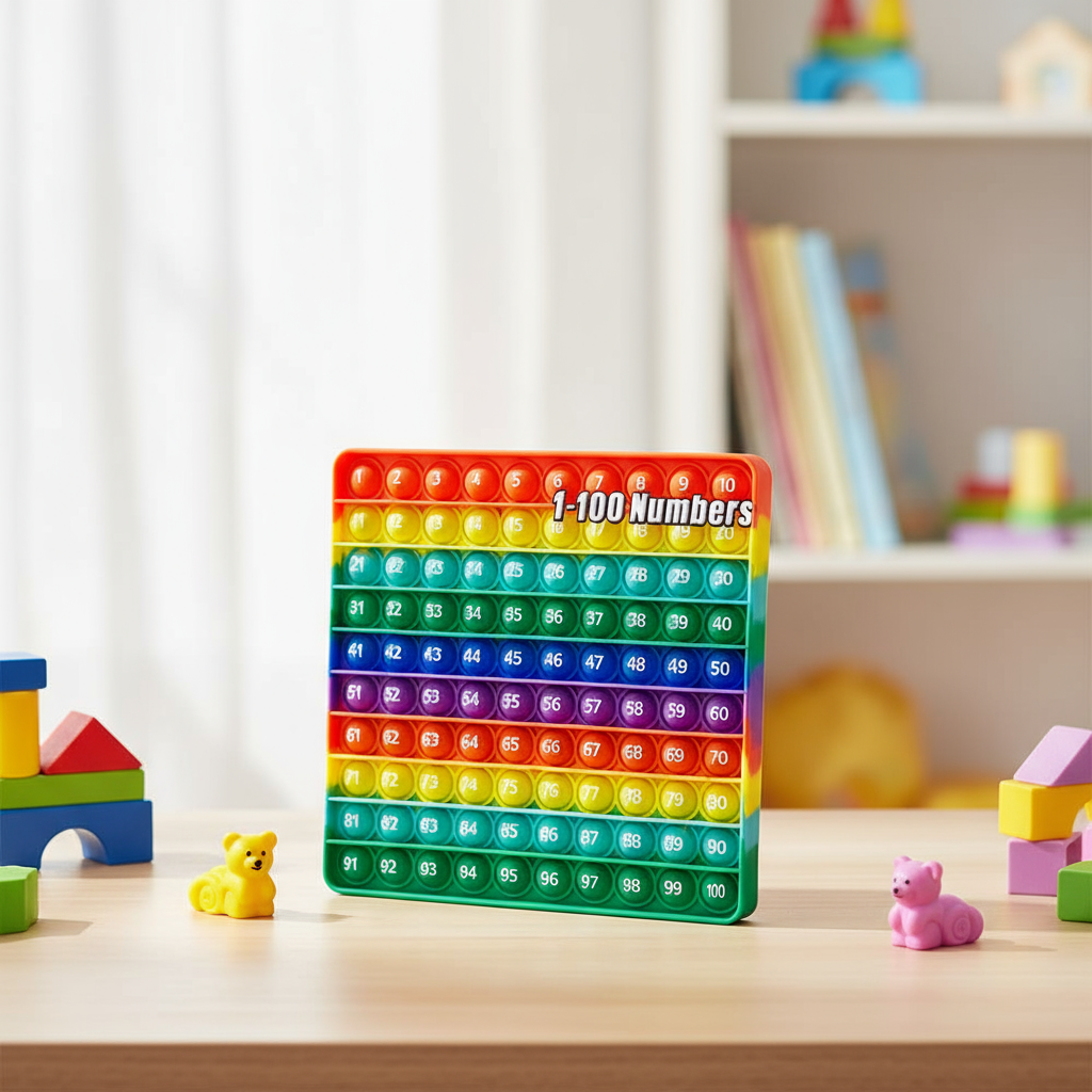 Brinquedo Quick Push Pop Fidget, 17,3cm, Jogo de Matemática de Contagem de 1 a 100, Jogo Educativo Montessori para