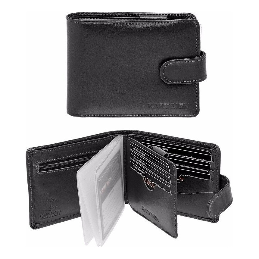 Carteira Masculina,couro Botão Porta Rg Cnh Kartmen Cod:720