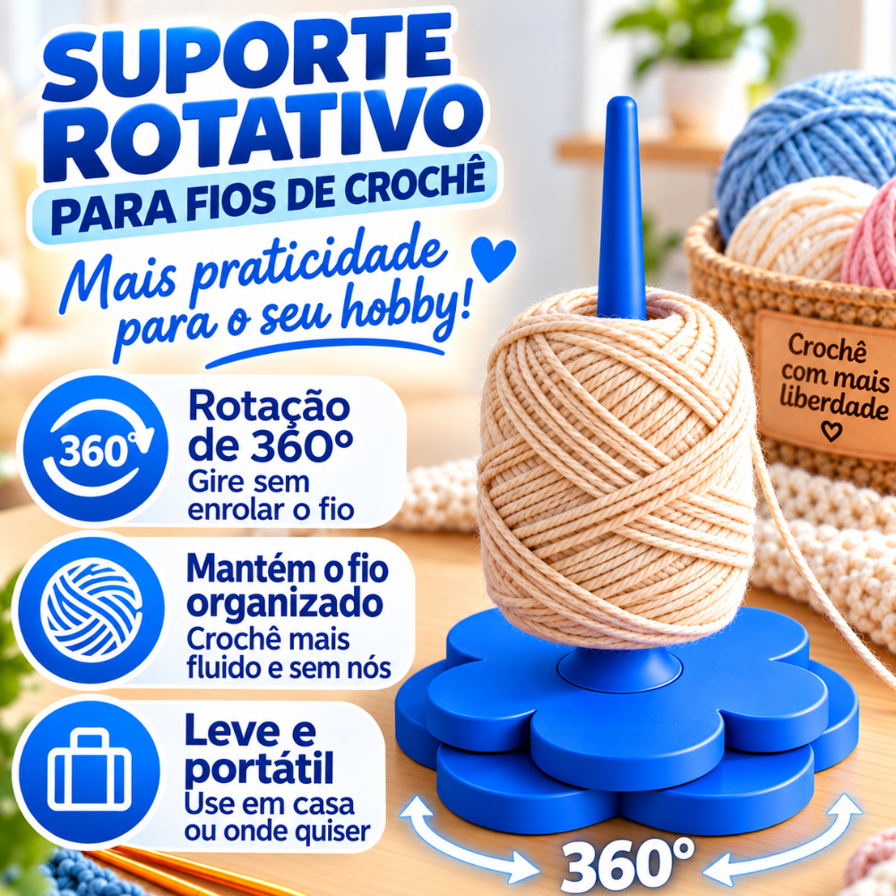 Rotating Yarn Holder for Crochet & Knitting, Detachable Flower Design, No-Tie Yarn Dispenser