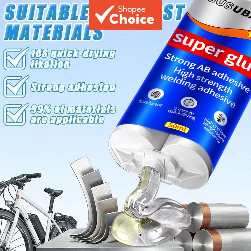 Cola AB Super Transparente 50ml - Epóxi de Secagem Rápida, Impermeável e Resistente ao Calor e Frio para Metal,