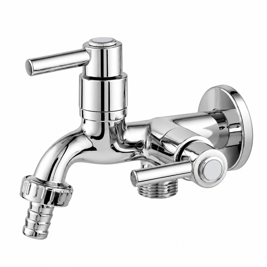 Torneira para Tanque e Máquina 2 Saídas Cromada Slim 1/4 Volta 1/2 Dazie Metais