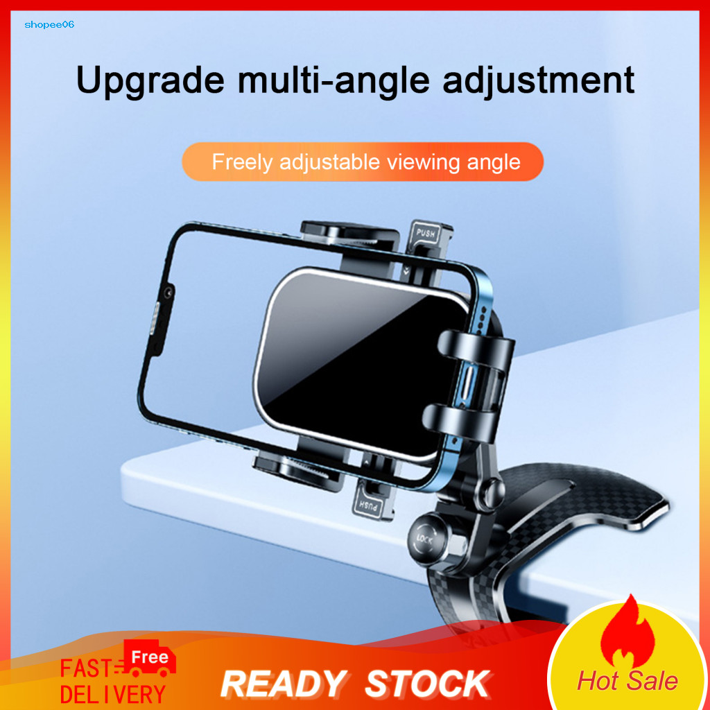 Anti-slip Car Phone Holder Multifunctional Universal 360° Adjustable Dashboard Mount Spring Clip Mobile Bracket for Sma