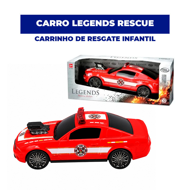 Carro Legends Rescue Action 35cm OMG Kids🚑🚓✨| Carrinho de Resgate Infantil, Brinquedo com Detalhes