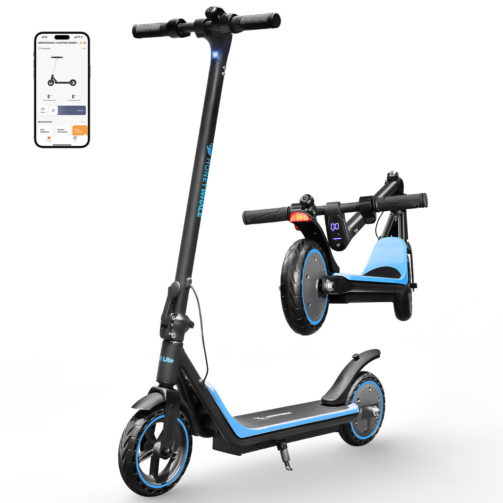 HONEYWHALE Electric Scooter with GPS App, Rechargeable Battery, Foldable, Super Autonomy for adults up to 120kg