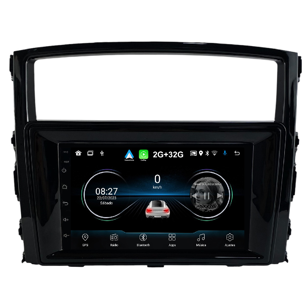 Kit Multimidia Android 7 Polegadas Mitsubishi Pajero Full 2008 a 2021 Black Piano