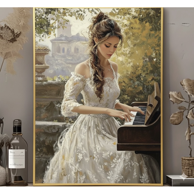 Quadro Decorativo Menina Piano Sala Quarto Full Hd