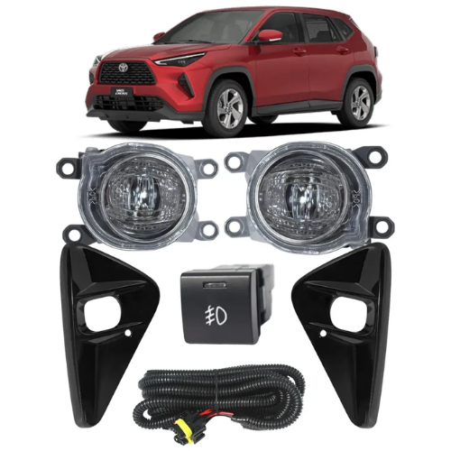 Kit Farol De Milha Neblina Full Led Toyota Yaris Cross 2026 2027 Grade Black Piano Original e Botão Modelo Originial