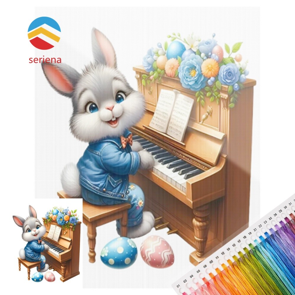 Piano Rabbit Full 11CT DIY Carimbado Kits De Ponto Cruz 40x50cm Para Iniciantes Adultos Decoração De Parede De Casa [Ser