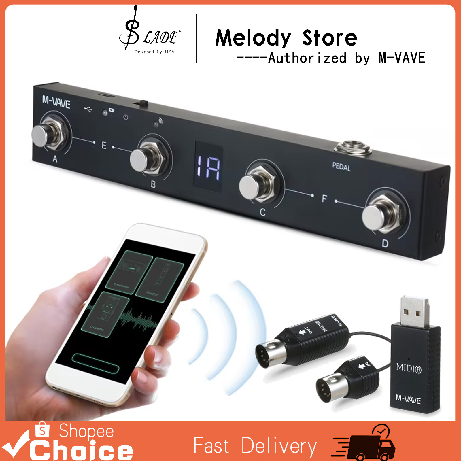 M-VAVE Chocolate BT Pro MIDI Foot Controller 4 Pedais Programáveis USB BLE App Control Para Teclado De Guitarra DAWs