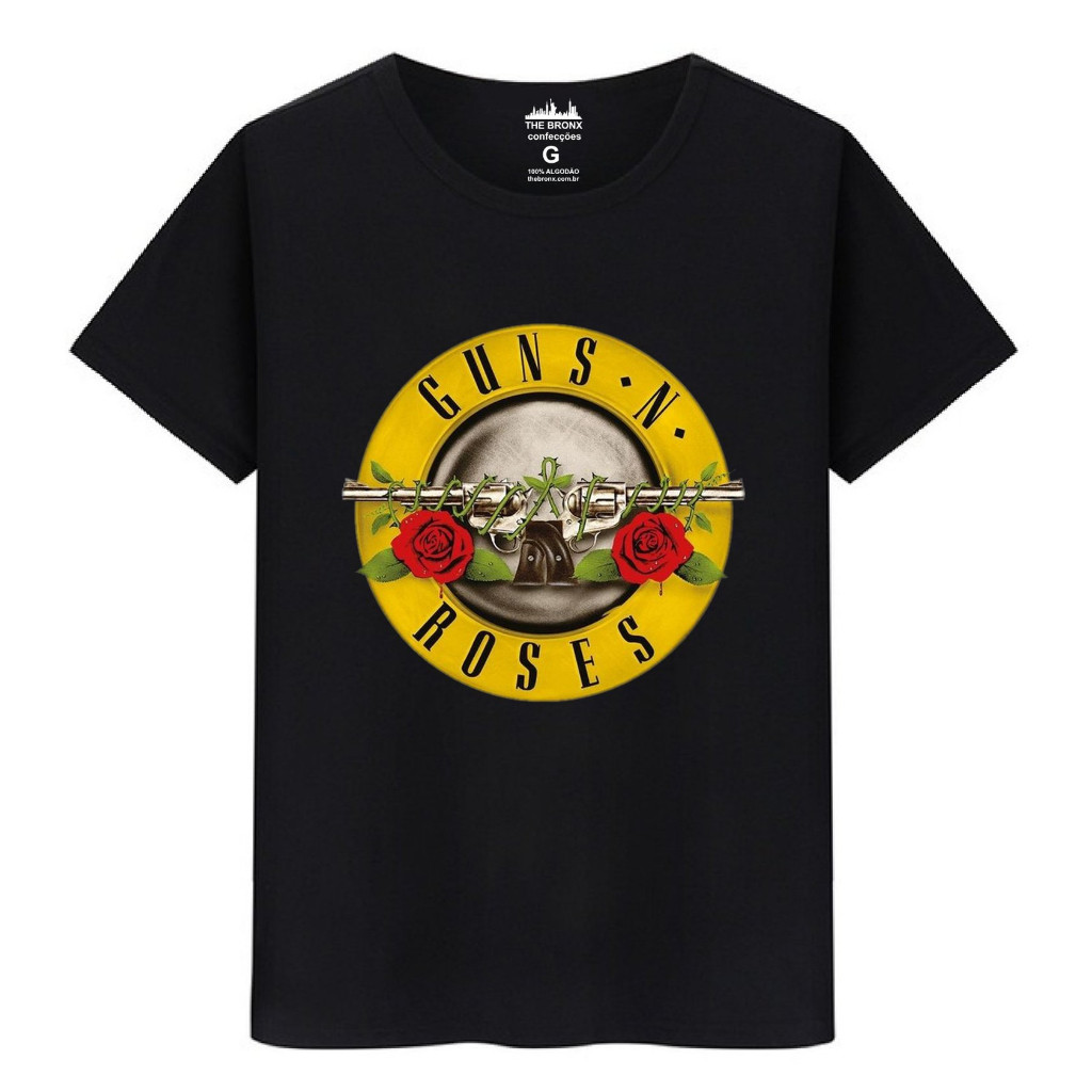 Camiseta Masculina Banda De Rock Guns N Roses 100% Algodão Premium Camisa Feminina Rock Roll unissex