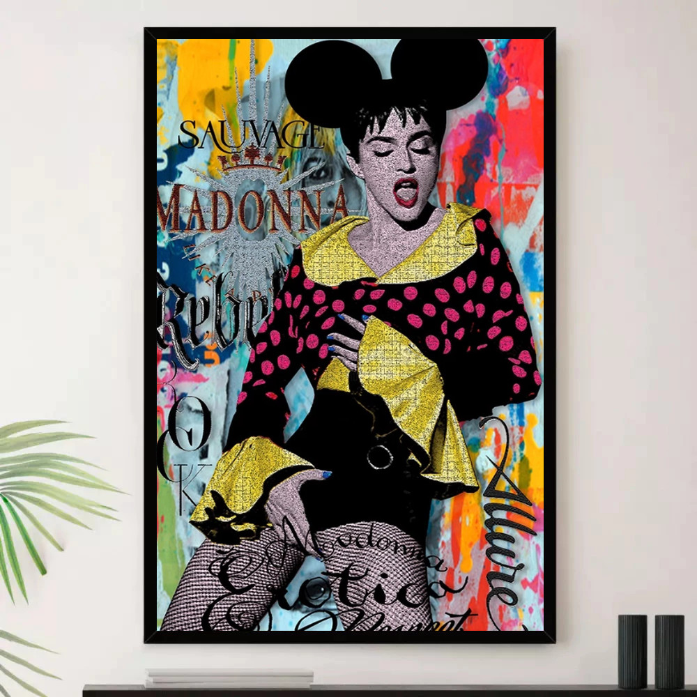 Quadro Placa Decorativa Música Internacional Madonna Pop e Dance Pop Álbuns com Moldura