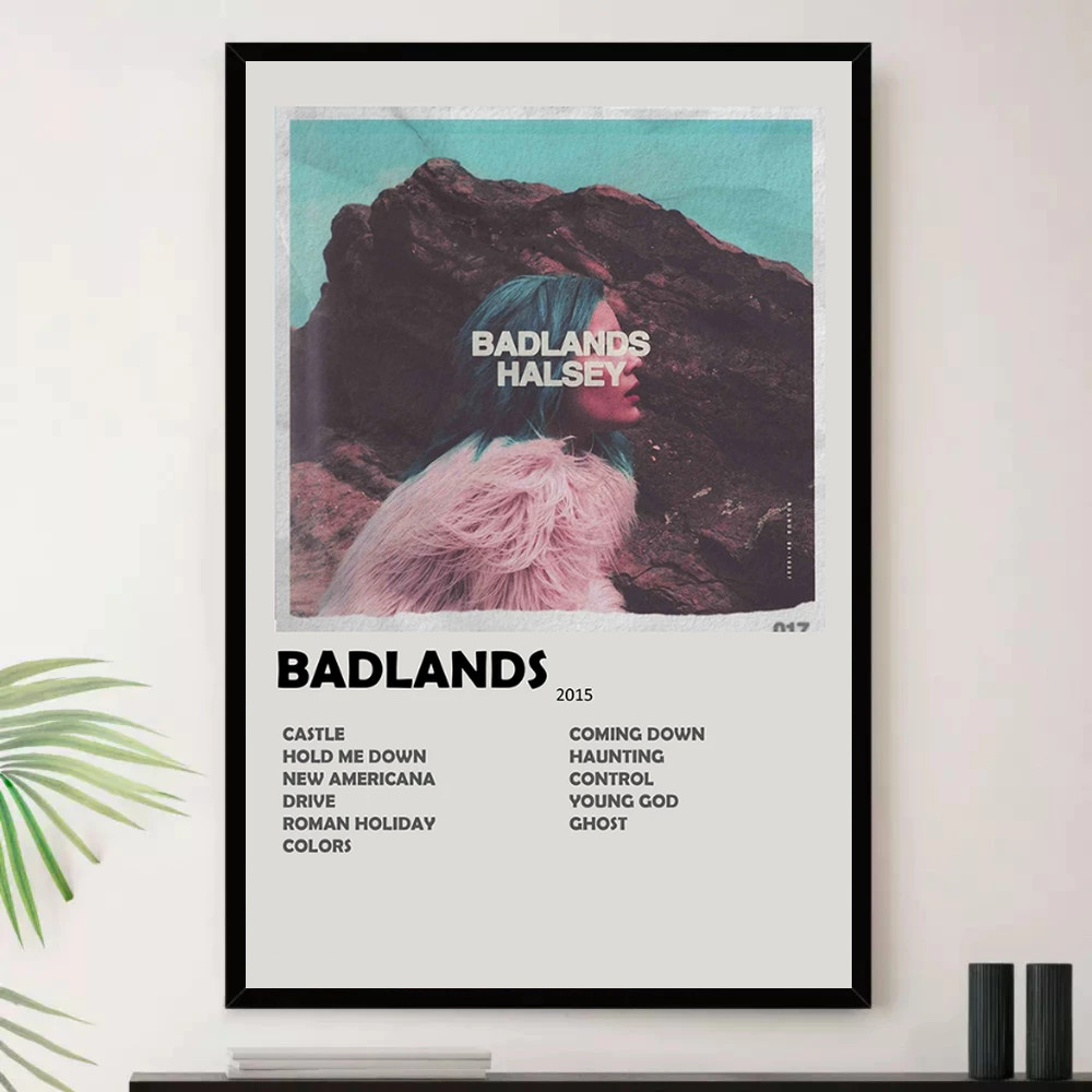 Quadro Placa Decorativa Música Internacional Halsey Pop e Dance Pop Álbuns com Moldura