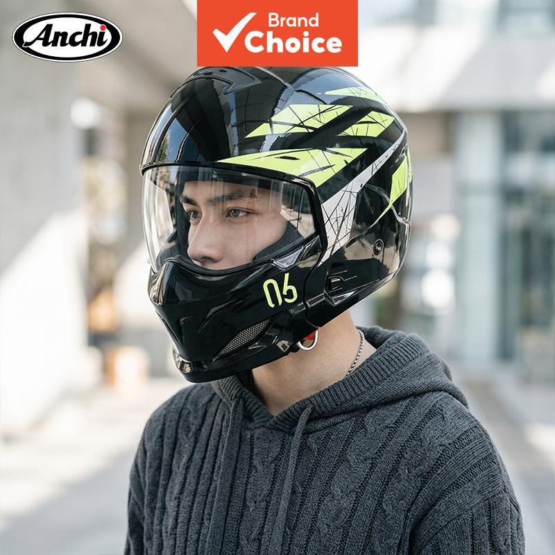 Capacete de moto integral retrô em ABS, ajuste unissex, design ultraleve