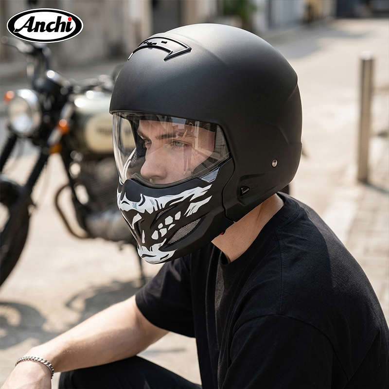 Capacete de motocicleta retrô unissex em ABS, design ultra leve