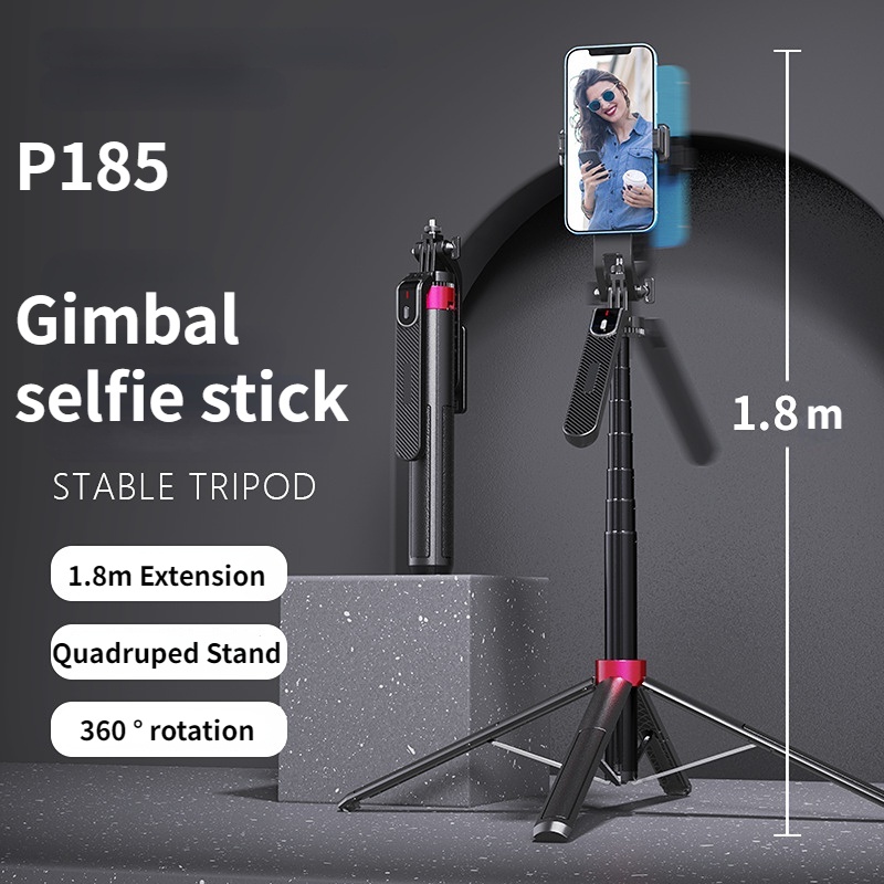 P185 gimbal 1800mm Sem Fio Selfie Stick Tripod Stand Monopod Dobrável Para Câmeras De Ação Gopros  Disparo Estável