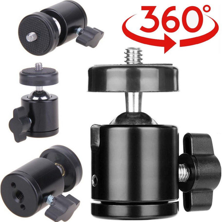 Cabeça Tripé Ball Head Bola 1/4 Suporte Sapata 360 Graus Articulado Ring Light Acessórios Sou Foto Vídeo Universal