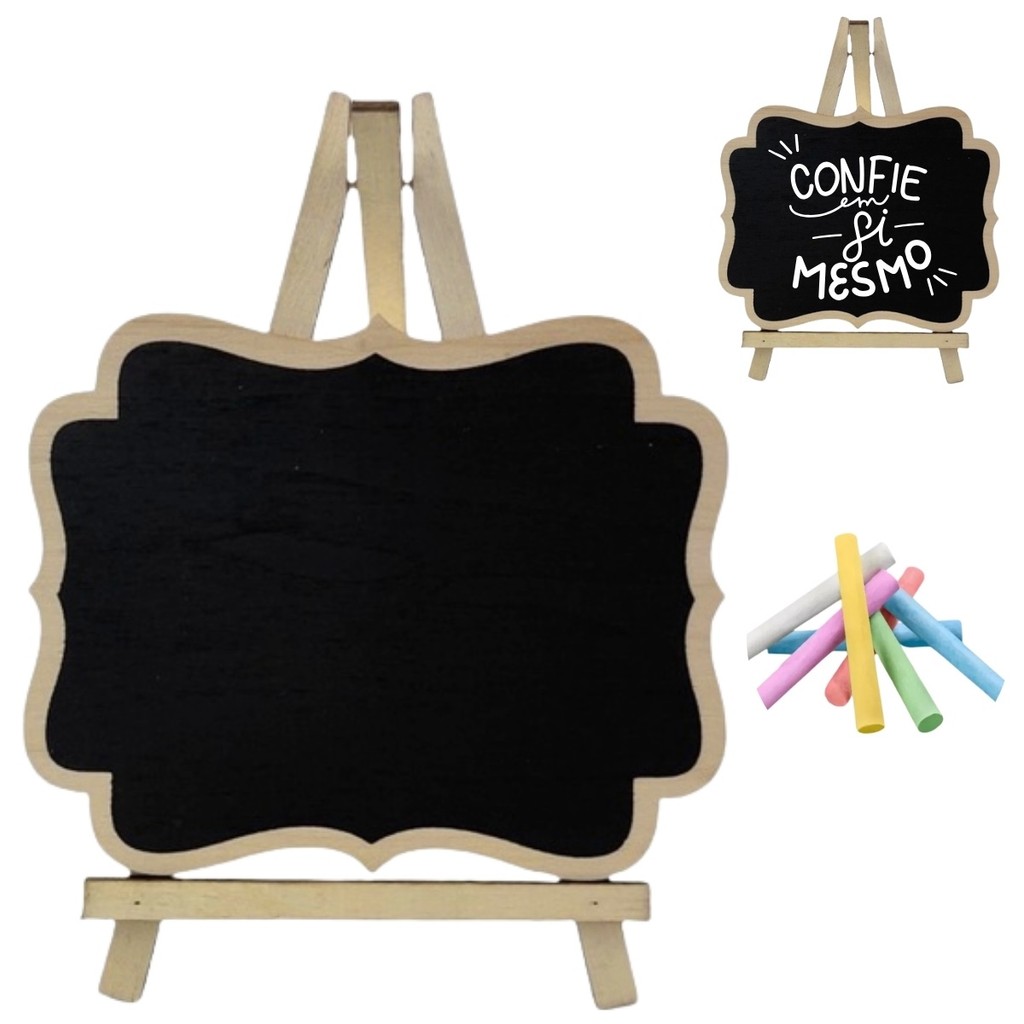 Lousa Quadro Decorativo Com Tripé para Recados 35x30cm