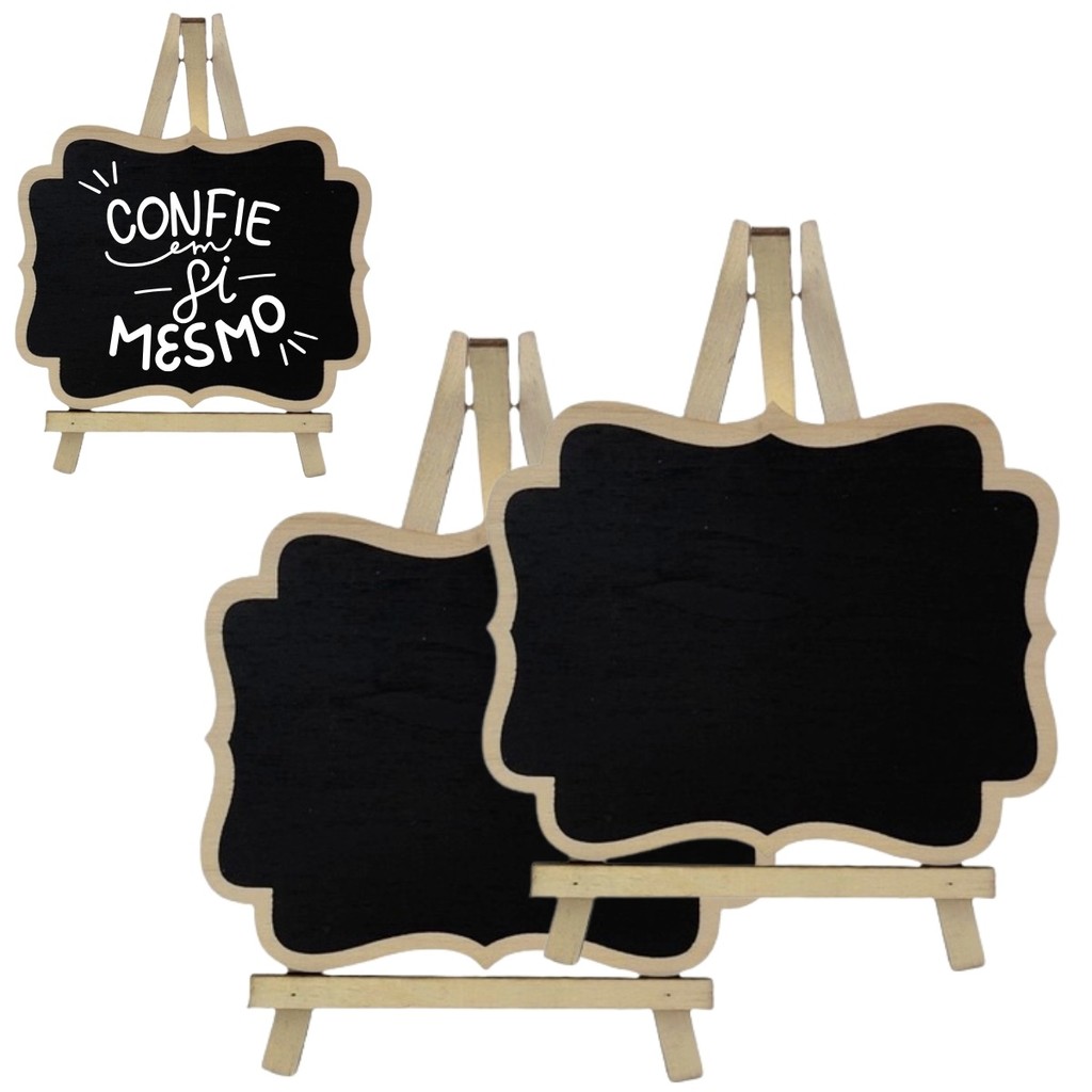 2 Lousa Quadro Decorativo Com Tripé para Recados 35x30cm