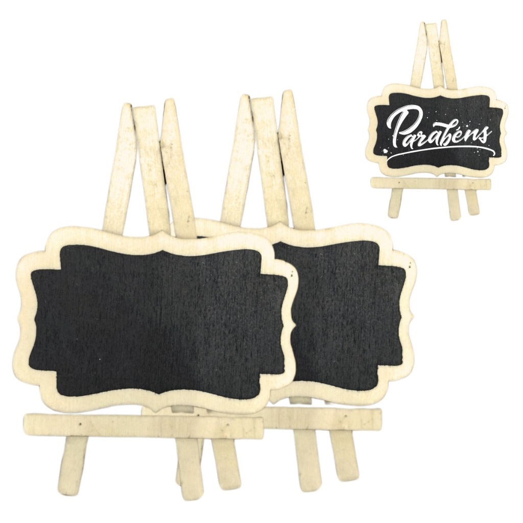 2 Lousa Quadro Decorativo Com Tripé para Recados 12cm