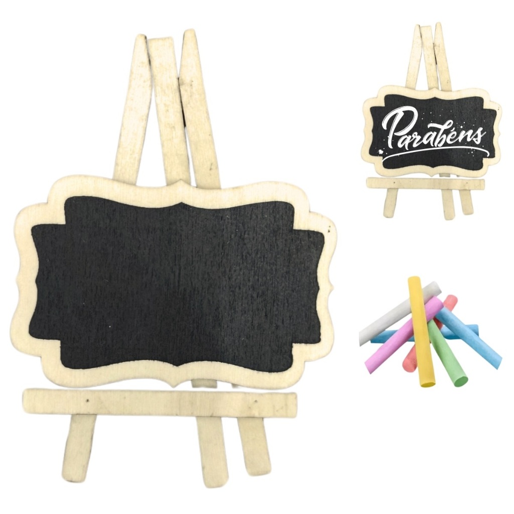 Mini Lousa Provencal Decorativa em MDF Cavalete Com Tripé