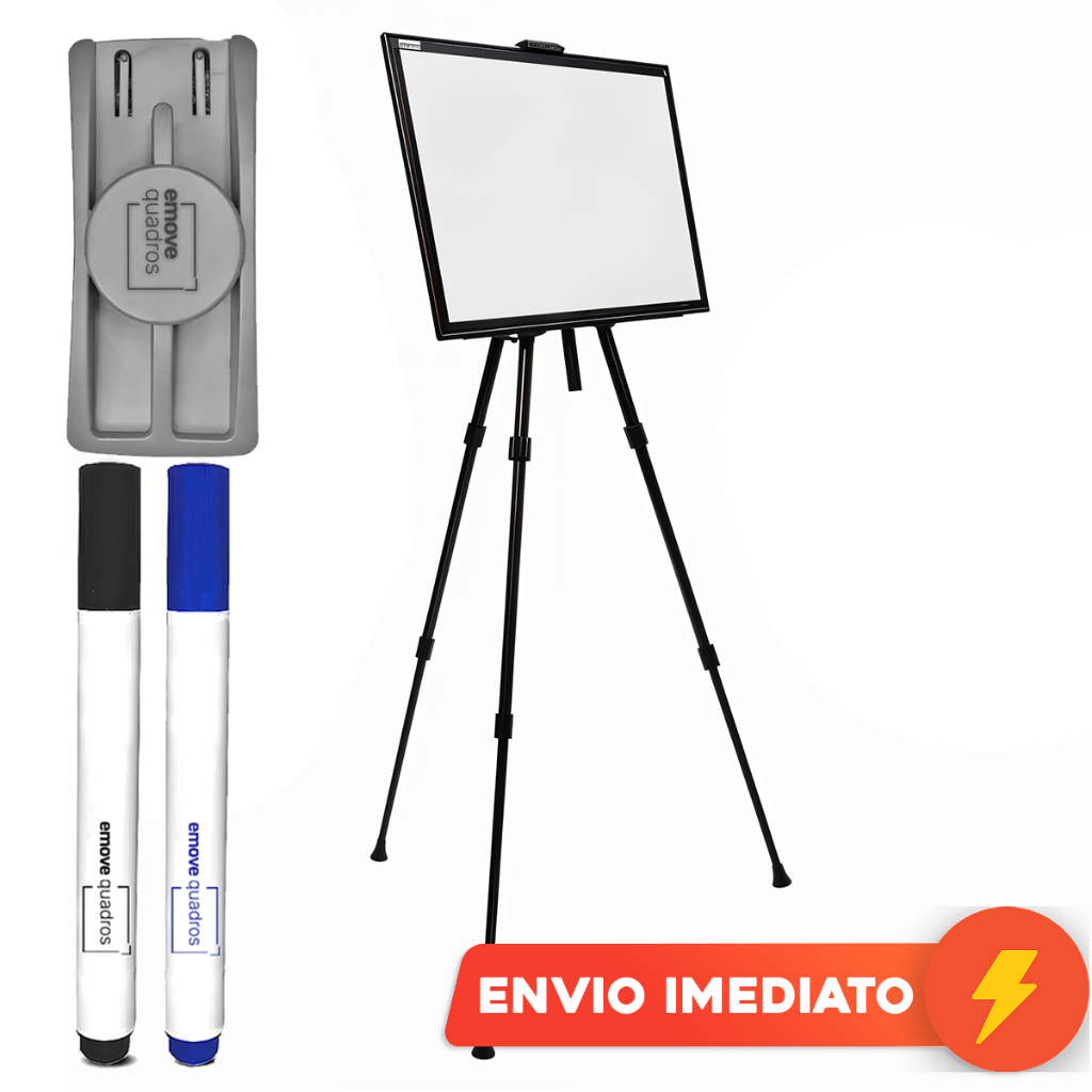 Lousa Branca 100x70cm com Tripé Móvel Quadro de Parede ou Cavalete