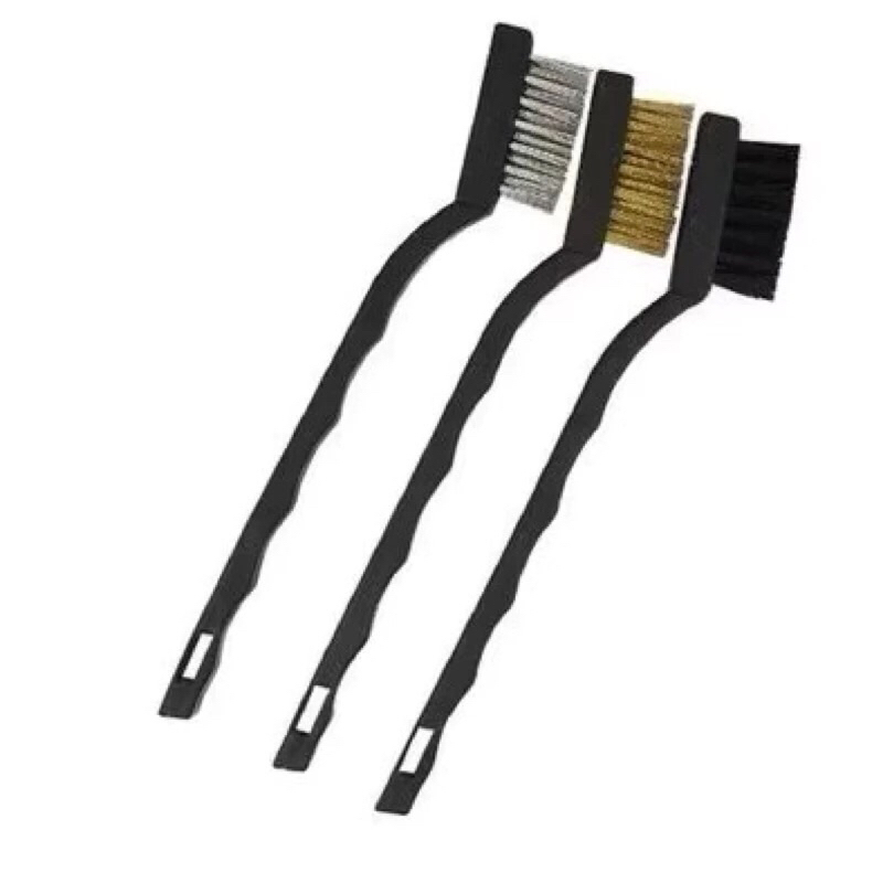 OFERTA Conjunto 3 Escovas De Aço Cabo Longo Multifuncional 17cm Multiuso Utensilio