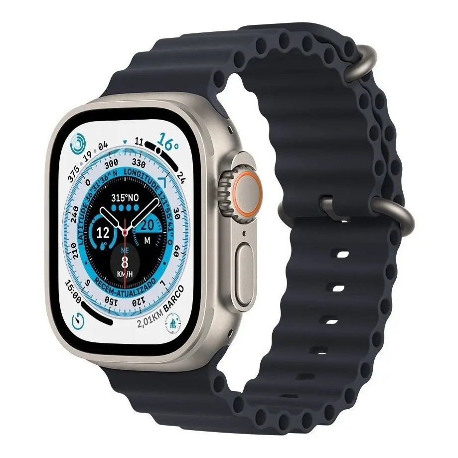 Apple watch ultra Titânio 49 mm Pulseira Oceano Meia-noite Cor Da Pulseira Meia-noite/oceano Excelente (Recondicionado)