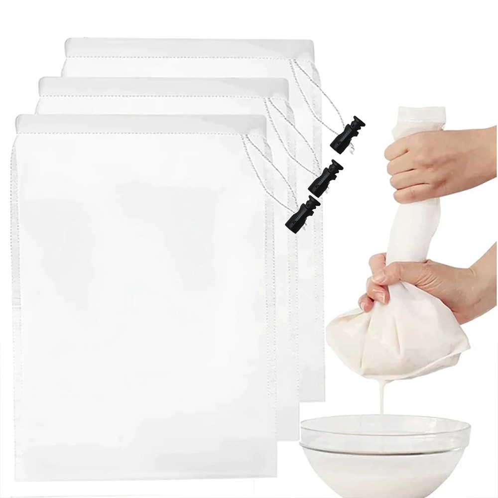 Kit 3 Pçs Saco Coador Filtro De Nylon Malha 200 Leite Vegetal Suco