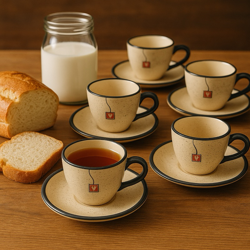 Kit 5 Xícaras Com Pires Chá Café Leite Chocolate Quente Cerâmica