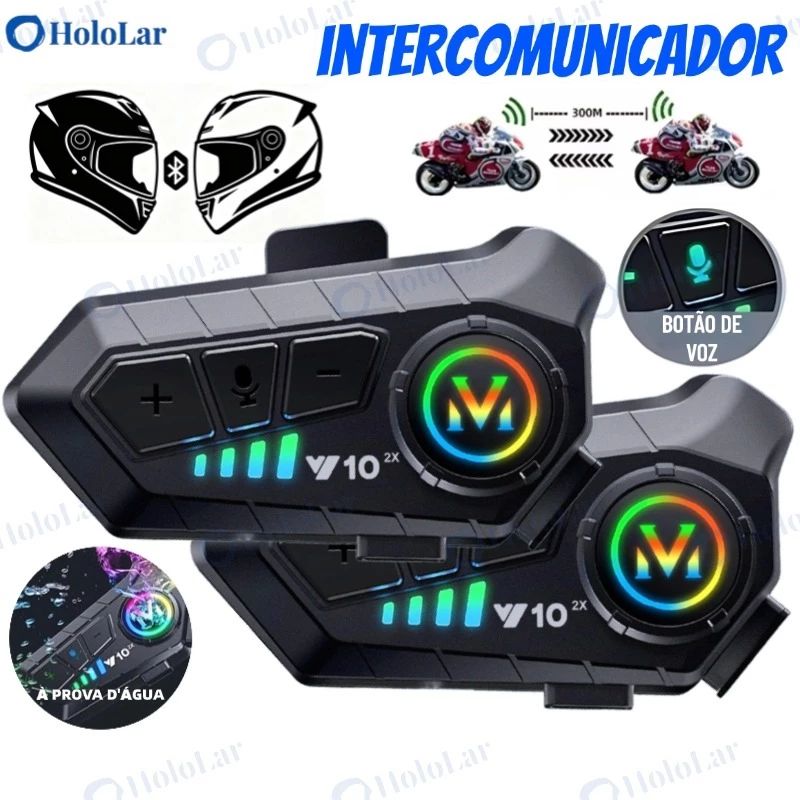 2 Pçs Bluetooth 6.0 Capacete Interfone Fone De Ouvido 500M 2 Piloto Sem Fio BT Para Motociclistas