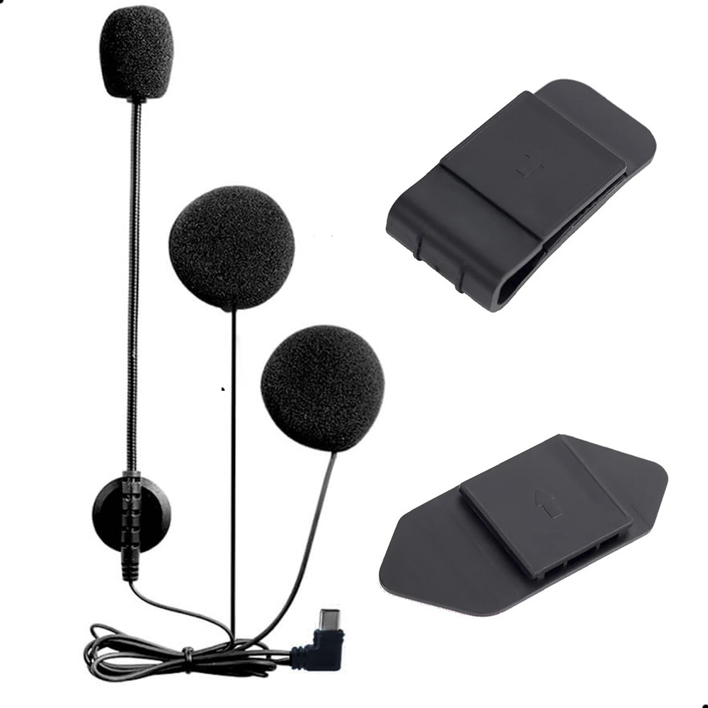 Kit Clip + Fone Microfone EJEAS USB-C Intercomunicador Capacete Moto V6 Pro+ Q8 Q7 MS20 V7 V4 Plus