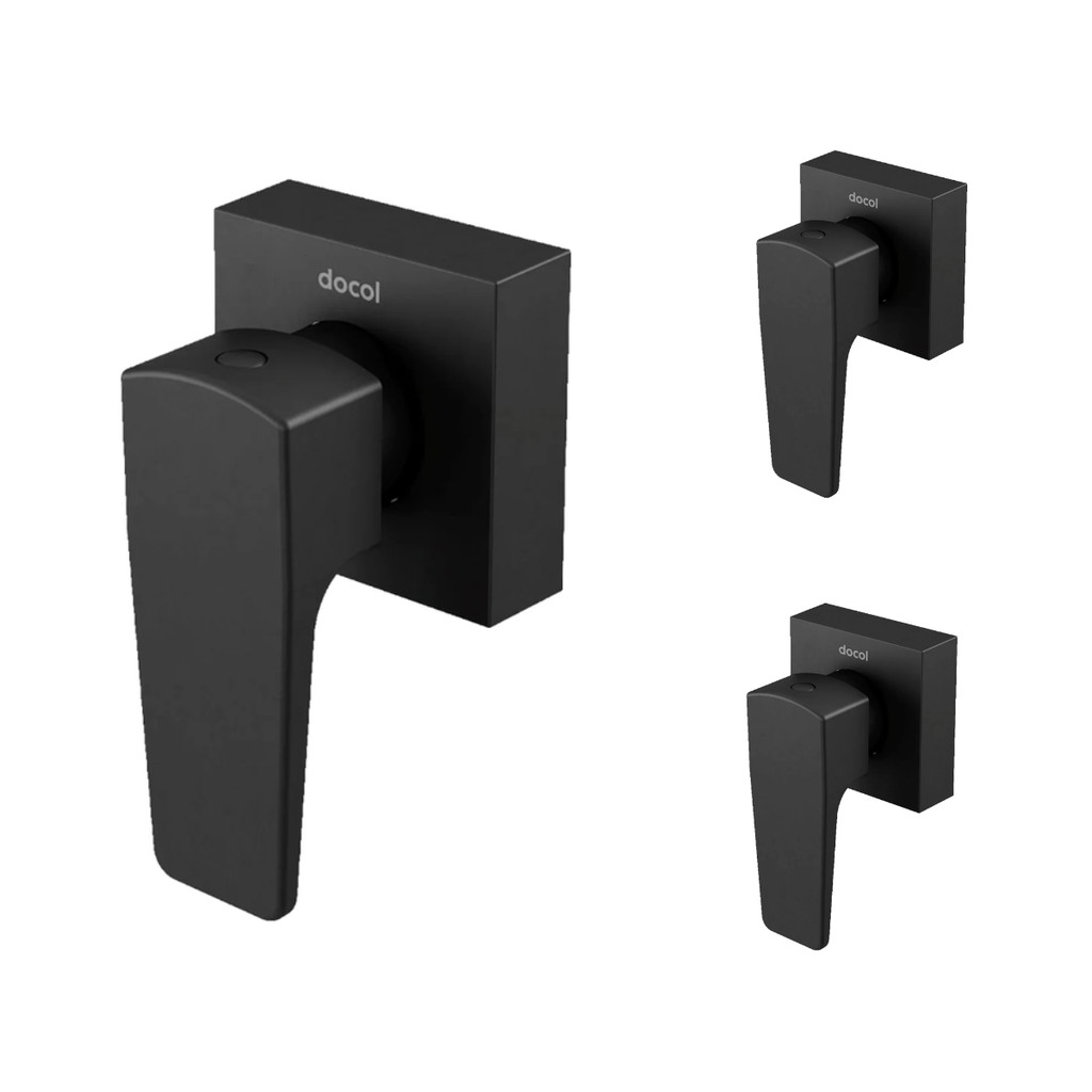 Kit 3 Acabamento Registro Lift Onix Preto 1/2'' A 1'' Docol Chuveiro Água Banheiro Cozinha