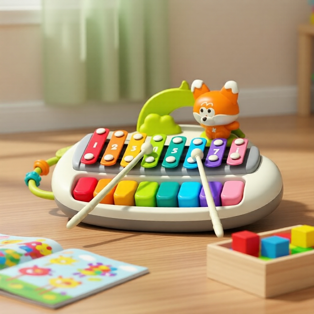 8-Key Baby: Piano e Xilofone 2 em 1, Brinquedo Musical Multicolorido para Aprendizagem Precoce, Meninos & Meninas