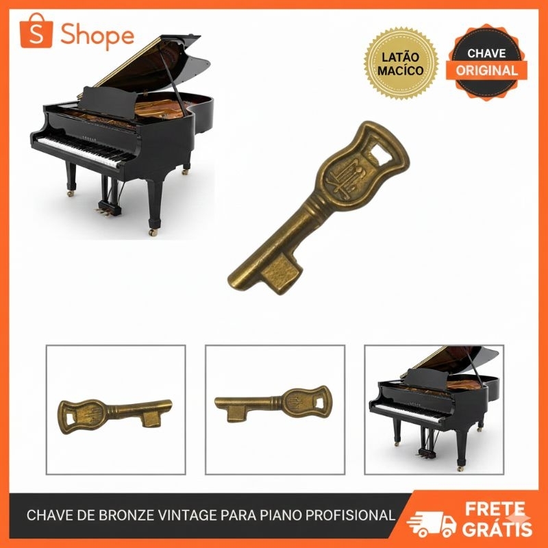 ​Chave para Piano Universal – Abre Tampa de Teclado e Tampo Superior (Metal Reforçado)