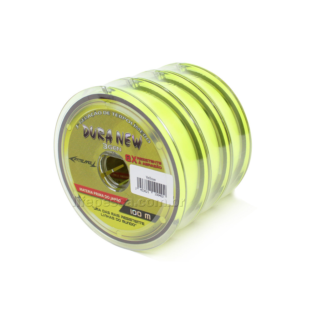Kit 3 Linhas Monofilamento Artemis Dura New 0.15mm 7lb/3,41kg (3x 100m) - Várias Cores