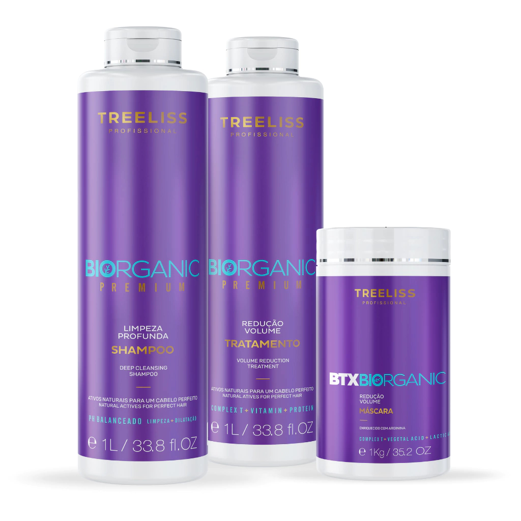 Progressiva + BTOX Sem Formol Biorganic KIT 3 itens (Ativo Aslisamento Orgân 1L + Shampoo L.P 1L + Btox Sem Formol 1Kg)