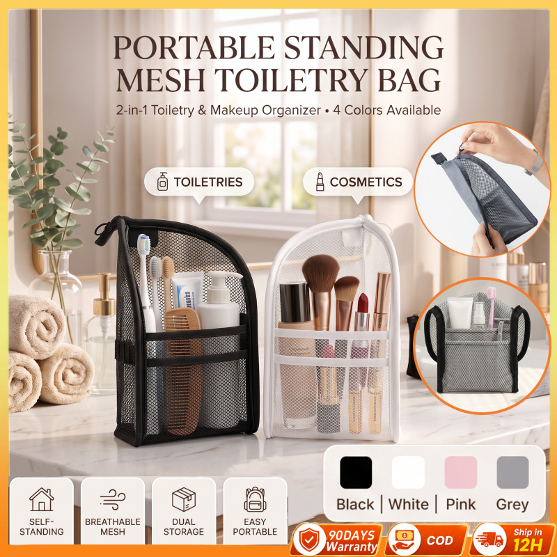 (Envio Em 12H) Bolsa De Higiene Pessoal Portátil De Malha À Prova D'água Para Viagem , Escova De Dentes Dobrável , Organ