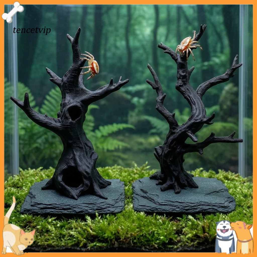 Vip Hideout Cave Biodegradável Pla Tank Decor 2pcs 3d Impresso Realista Jumping Spider Tree Eremita Crab Decoração De Es