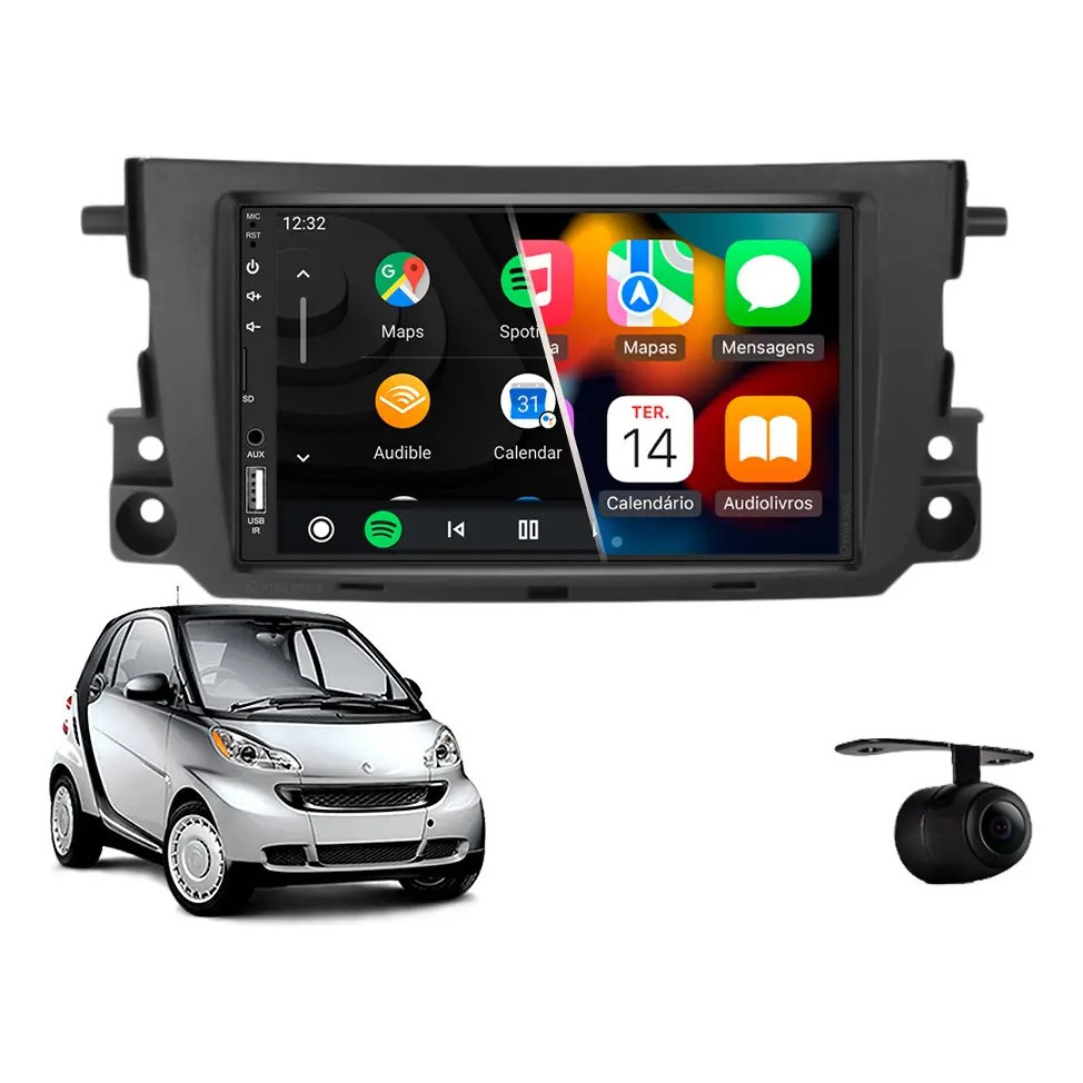 Central Multimídia Carplay Smart Fortwo 2011 À 2015