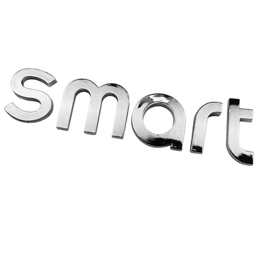 1 EMBLEMA MINI SMART CAR FORTWO  PARA TRASEIRA E FEITO EM METAL CROMADO