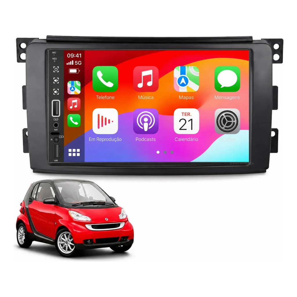 Central Multimídia Smart Fortwo 2008 À 2010 Pro Max Android Auto Apple CarPlay Sem Fio