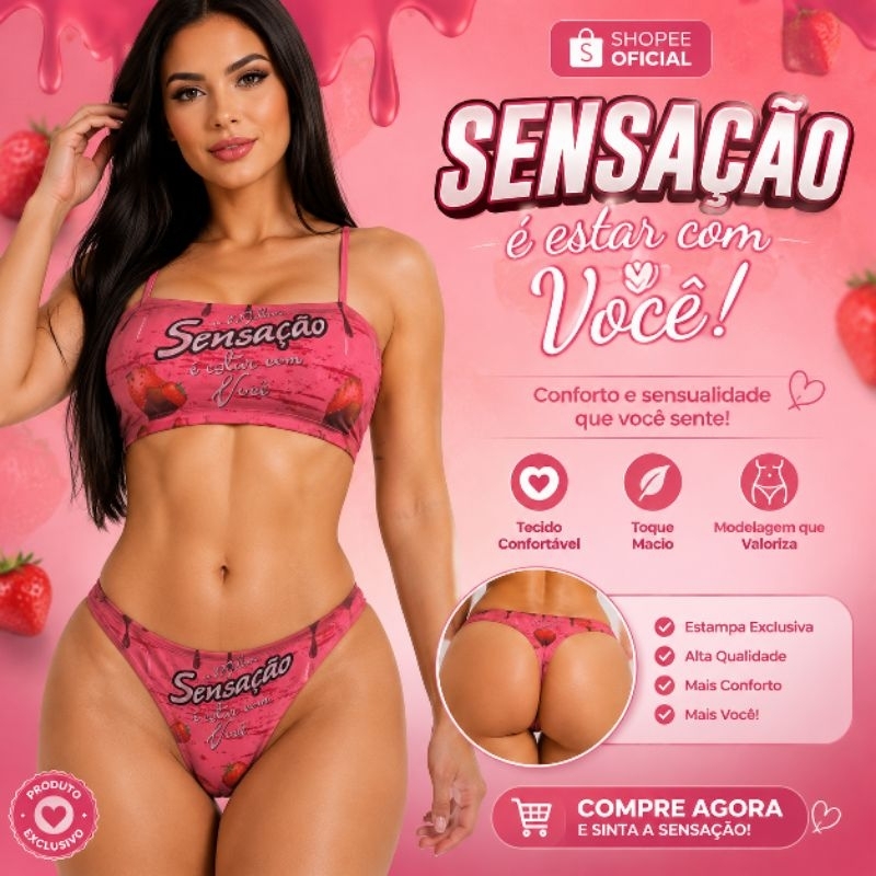 kit 5 Calcinhas Tangas Temática Bombom Chocolate  Atacado Revenda