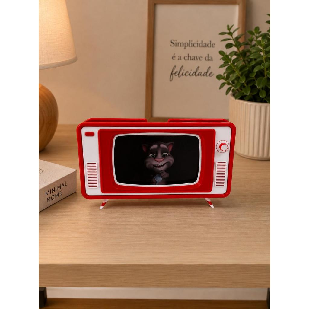 Mini TV Retrô Vintage Decorativa 3D | Enfeite de Mesa para Quarto Sala Estante Escritório | Presente Criativo