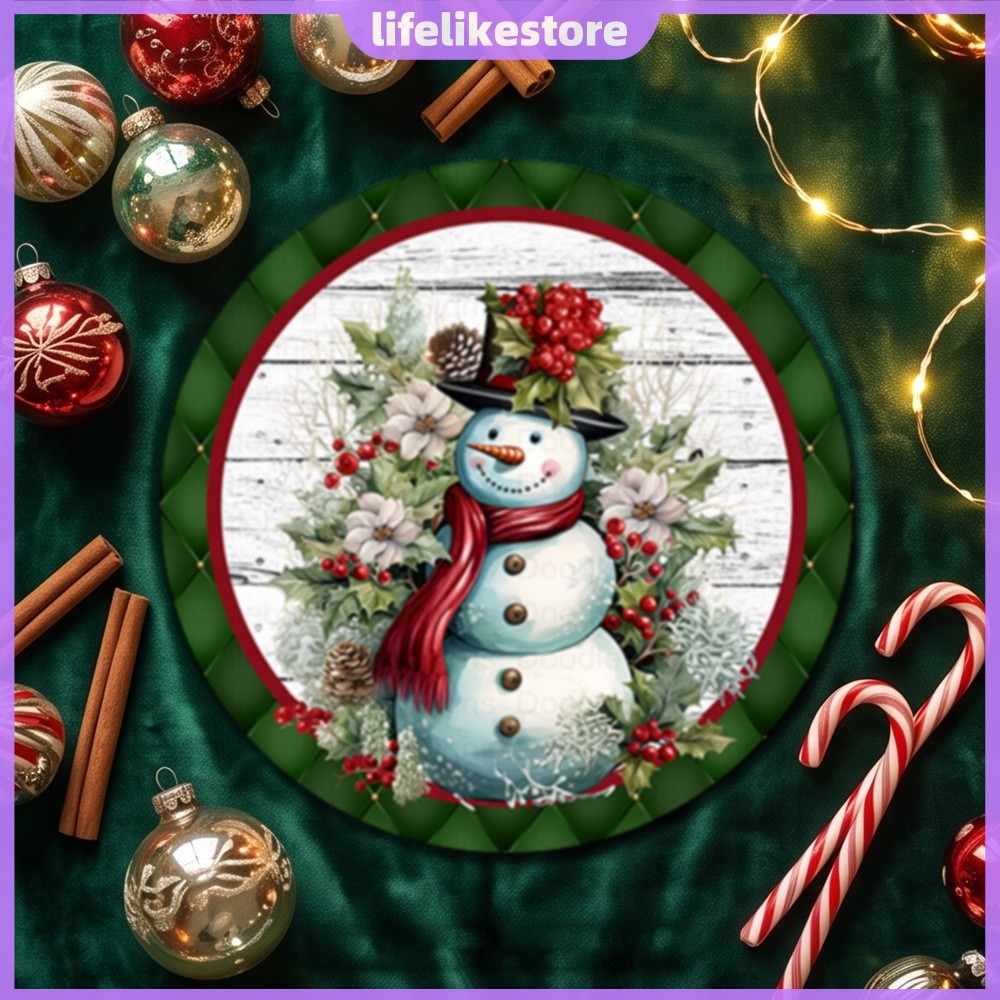 Placa De Parede Redonda De Lata 30x30cm Vintage Natal Metal Retrô Decoração De Férias Para Bar Café Casa [lifelikestore.