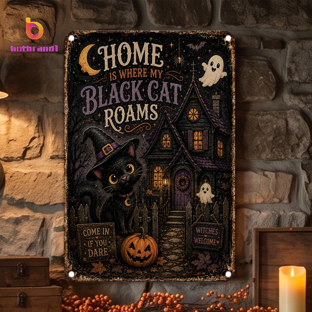 Placa De Lata De Metal Vintage Retrô Halloween 8x12 Parede Decoração Bar Café Casa Clube Arte
