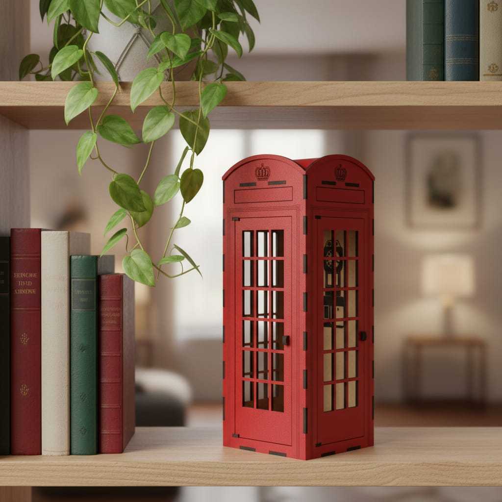 Miniatura Cabine Telefônica Londrina em MDF – Artesanato, Decoração Retrô/Vintage, Presente, Colecionadores