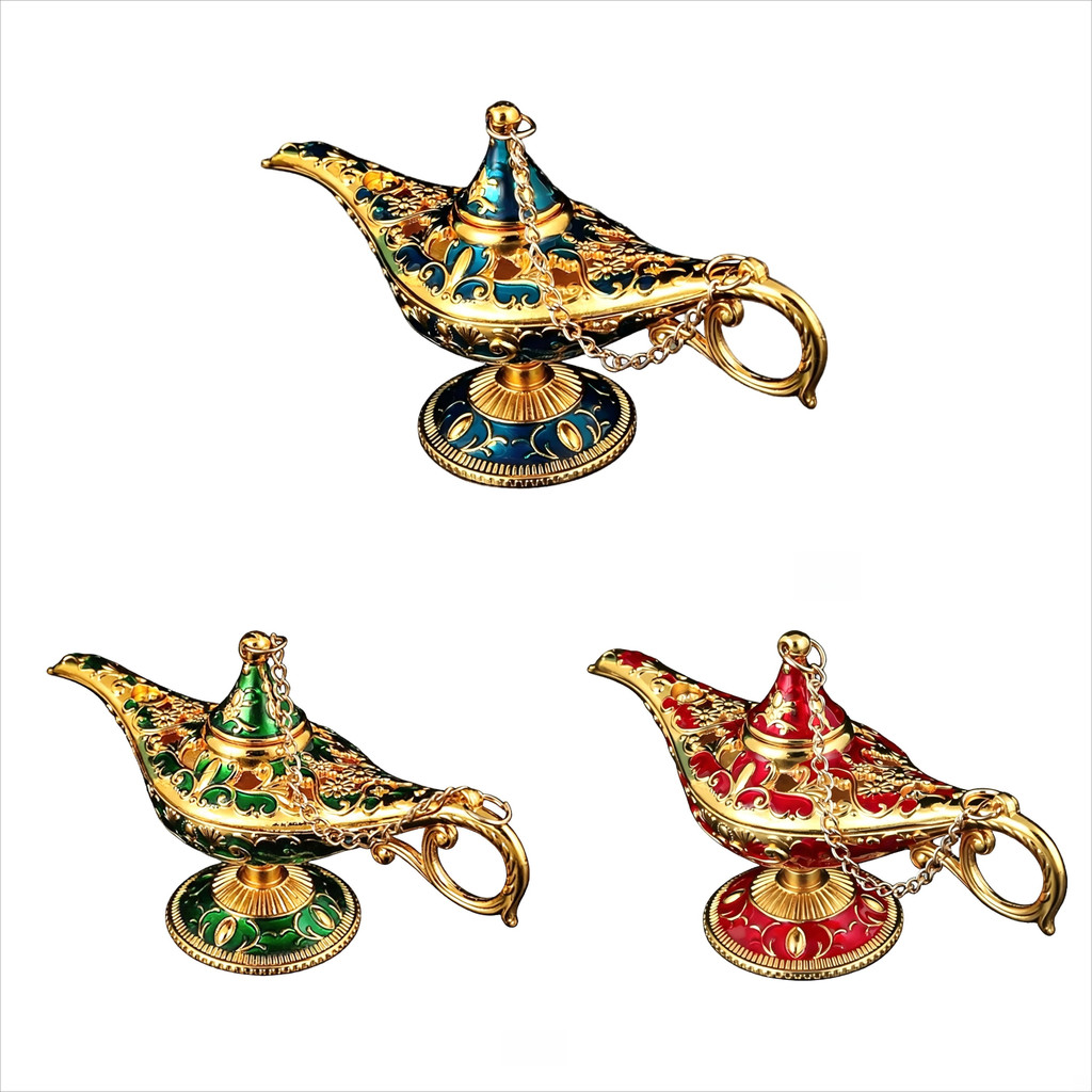 Vintage Metal Aladdin Lâmpada Mágica Ornamento Europeu Retro Genie Artesanato Decorativo Para Casa Mesa Desktop Presente