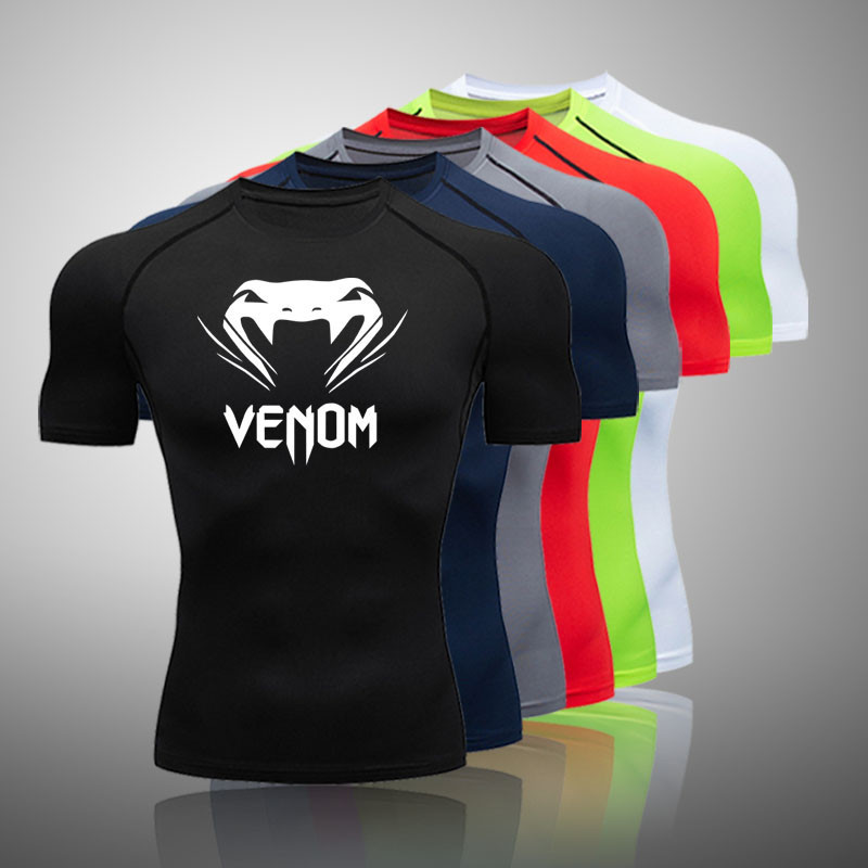 Mens Fitness Running Gym Compressão Dry Fit Exercício Esportes Tops Respirável Elasticidade Rash Guard Camiseta